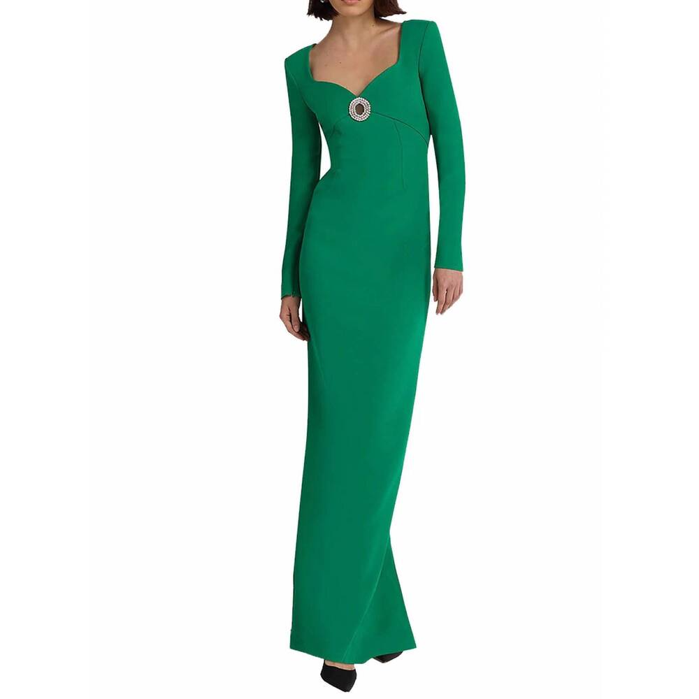NEW SAFIYAA zhad embellished gown in marmont heavy crepe